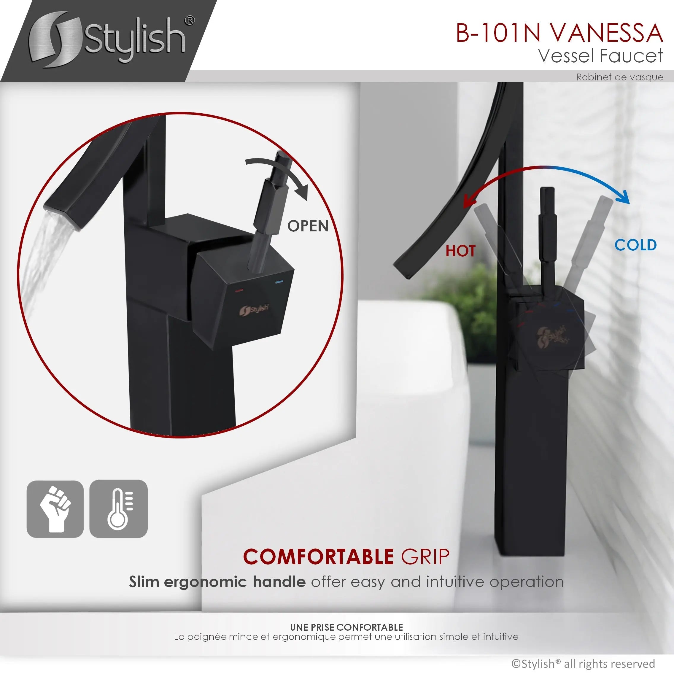 STYLISH Single Handle Bathroom Faucet for Single Hole Brass Vessel Mixer Tap, Matte Black Finish  B-101N - Plumbing Market