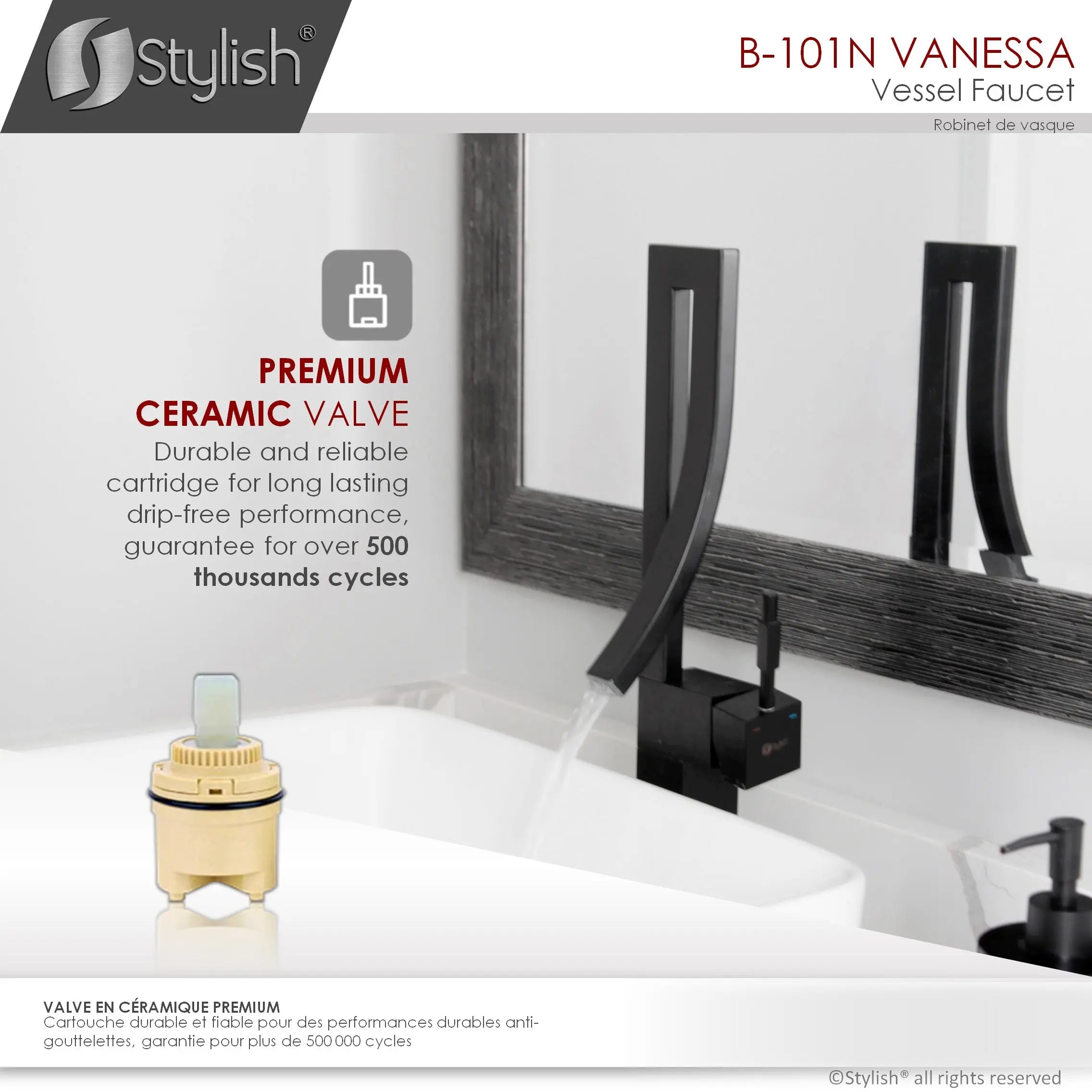 STYLISH Single Handle Bathroom Faucet for Single Hole Brass Vessel Mixer Tap, Matte Black Finish  B-101N - Plumbing Market