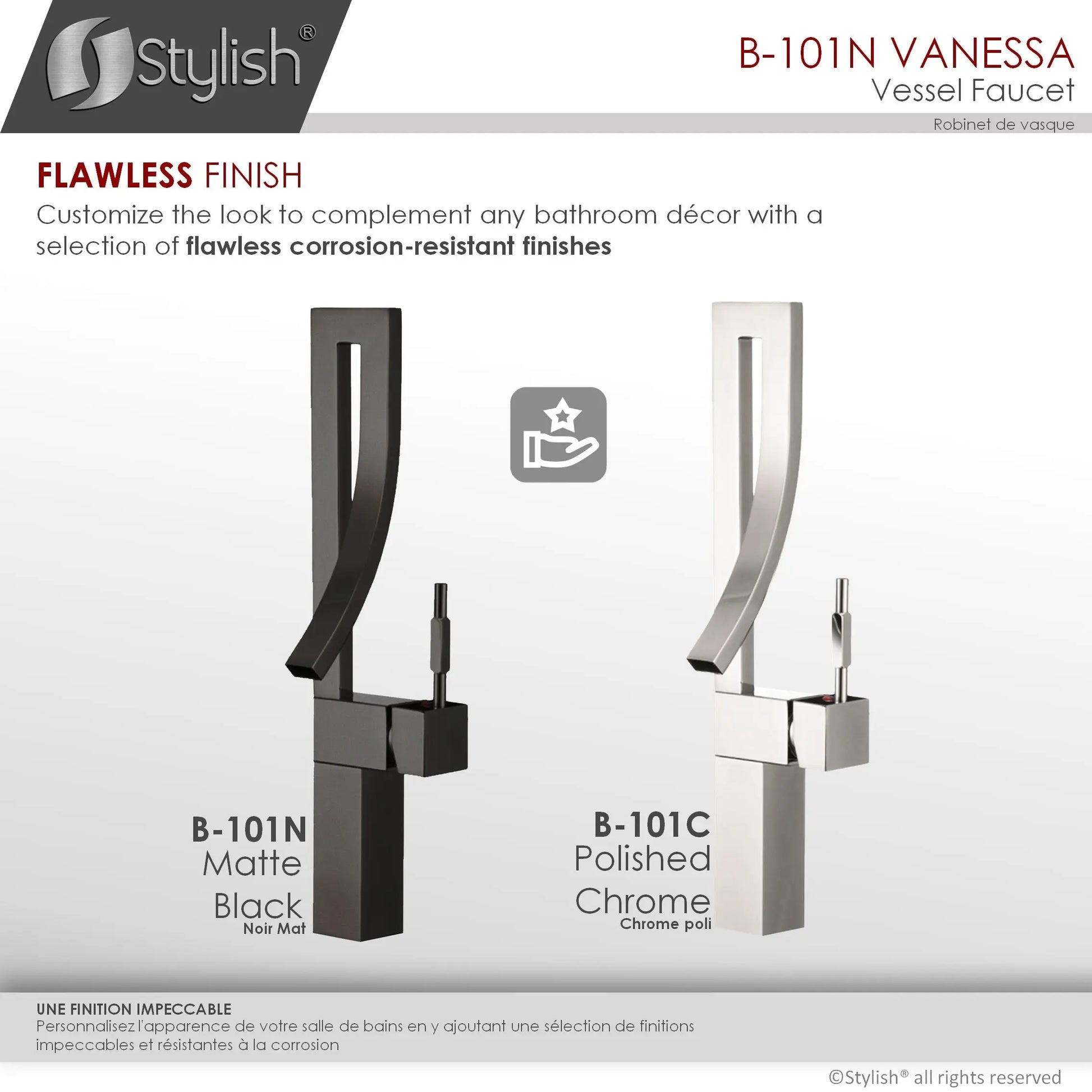 STYLISH Single Handle Bathroom Faucet for Single Hole Brass Vessel Mixer Tap, Matte Black Finish  B-101N - Plumbing Market