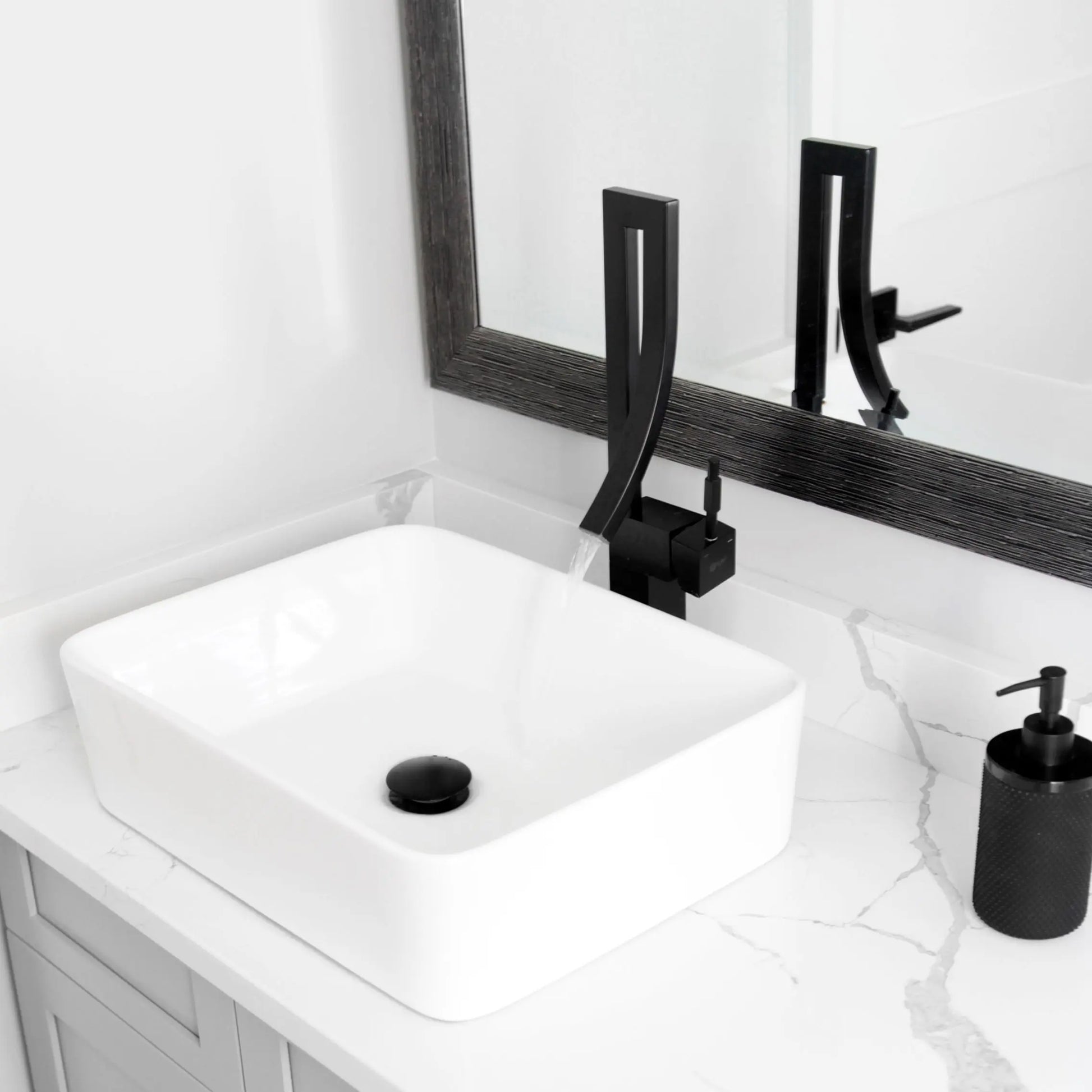 STYLISH Single Handle Bathroom Faucet for Single Hole Brass Vessel Mixer Tap, Matte Black Finish  B-101N - Plumbing Market