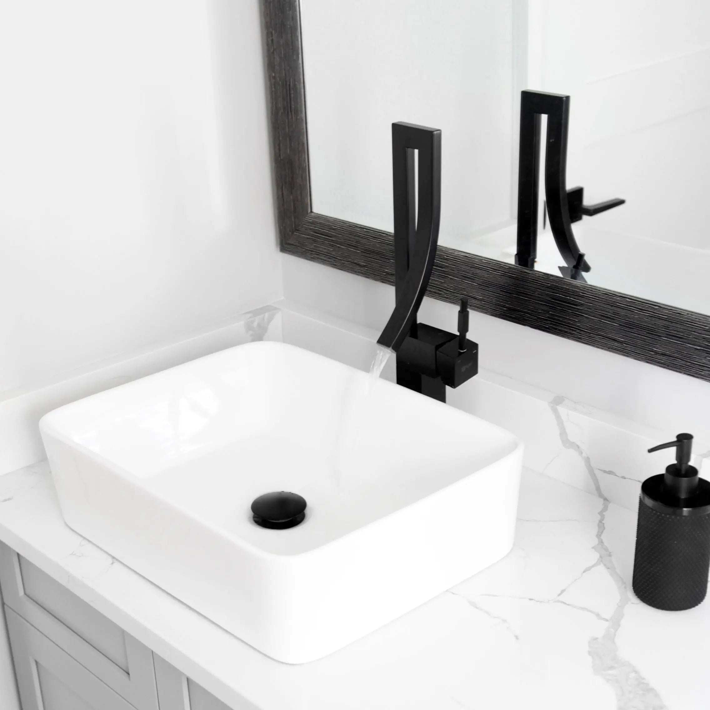 STYLISH Single Handle Bathroom Faucet for Single Hole Brass Vessel Mixer Tap, Matte Black Finish  B-101N - Plumbing Market