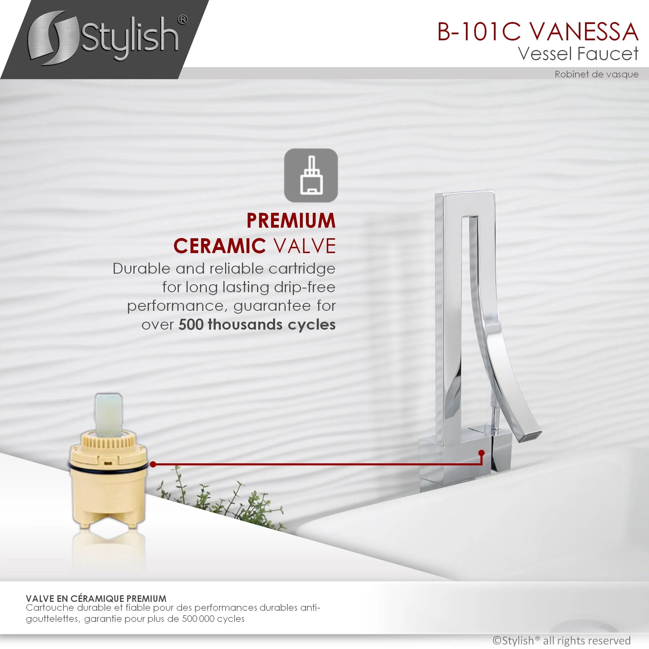 STYLISH Single Handle Bathroom Faucet for Single Hole Brass Vessel Mixer Tap, Polished Chrome Finish  B-101C - Plumbing Market