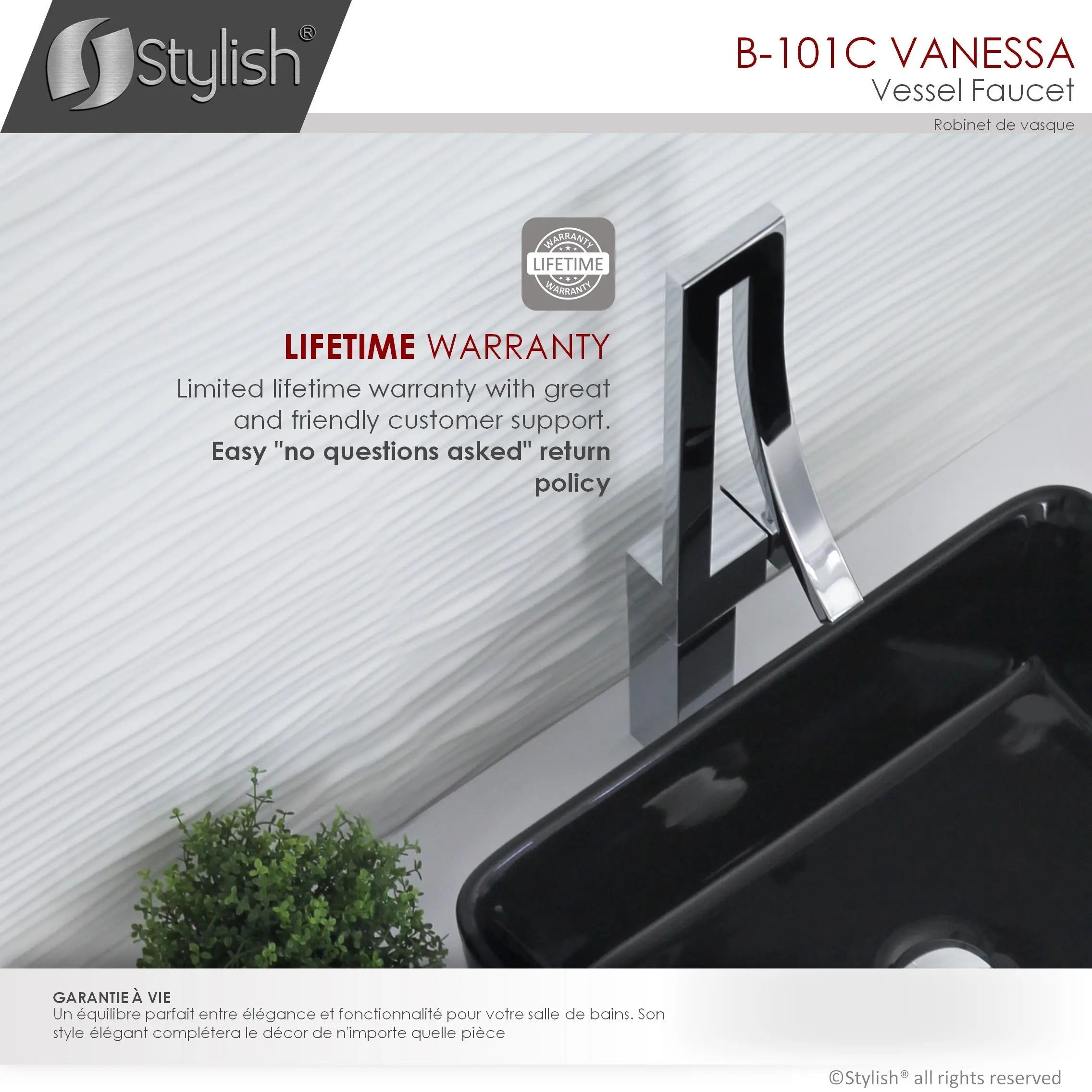 STYLISH Single Handle Bathroom Faucet for Single Hole Brass Vessel Mixer Tap, Polished Chrome Finish  B-101C - Plumbing Market
