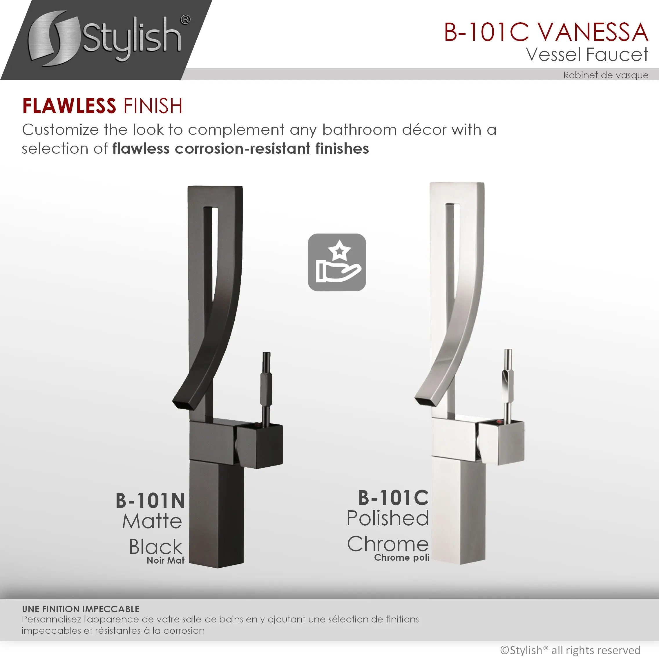 STYLISH Single Handle Bathroom Faucet for Single Hole Brass Vessel Mixer Tap, Polished Chrome Finish  B-101C - Plumbing Market