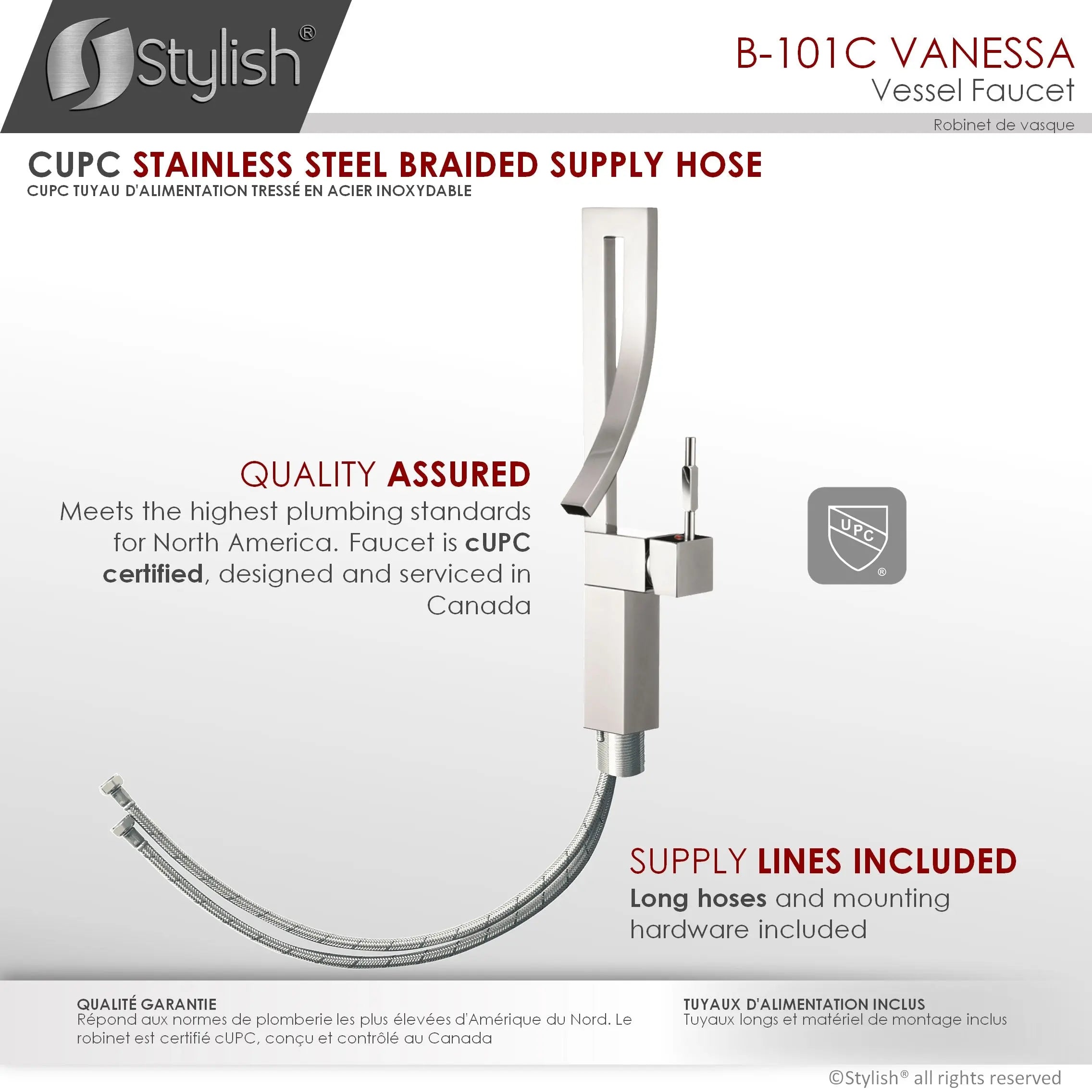 STYLISH Single Handle Bathroom Faucet for Single Hole Brass Vessel Mixer Tap, Polished Chrome Finish  B-101C - Plumbing Market