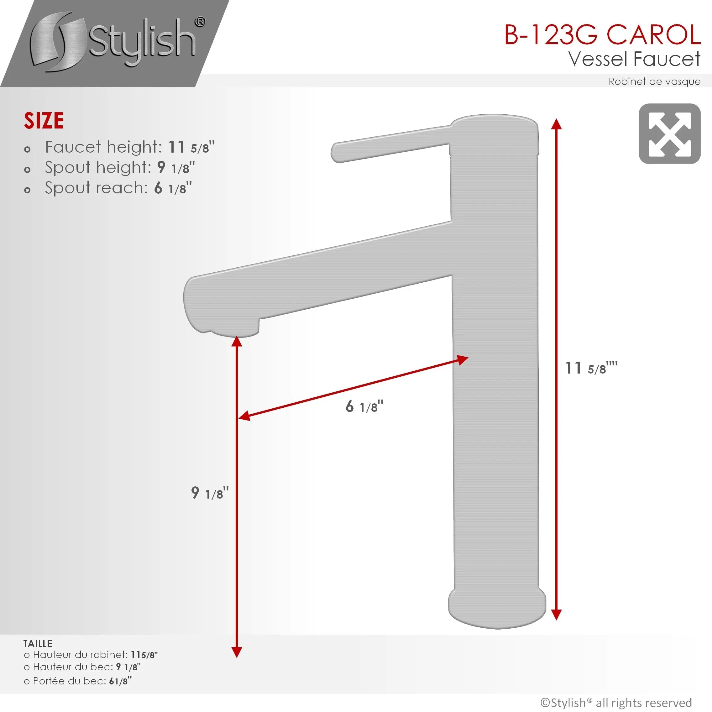 STYLISH Single Handle Bathroom Vessel Sink Faucet B-123G - Plumbing Market
