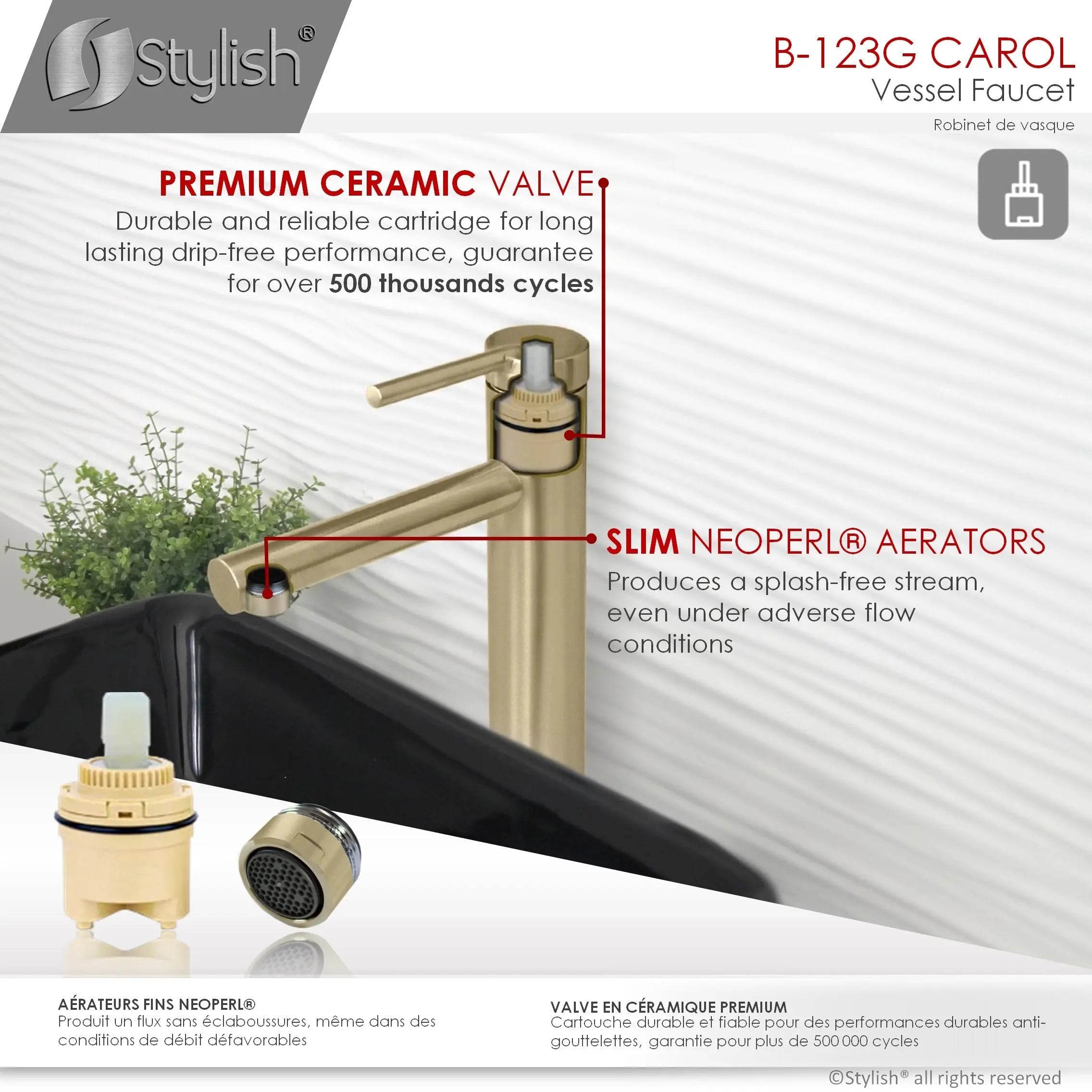 STYLISH Single Handle Bathroom Vessel Sink Faucet B-123G - Plumbing Market