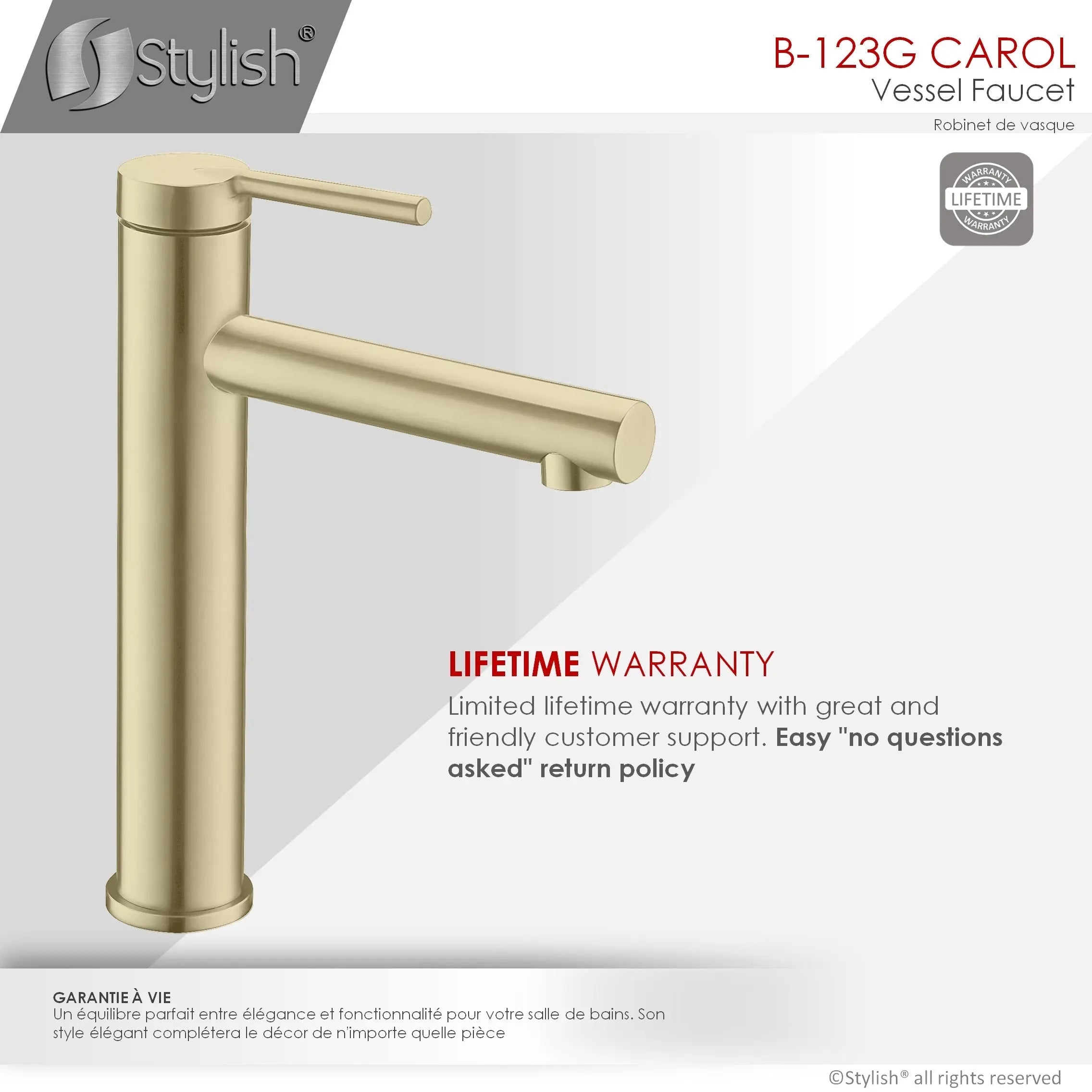 STYLISH Single Handle Bathroom Vessel Sink Faucet B-123G - Plumbing Market