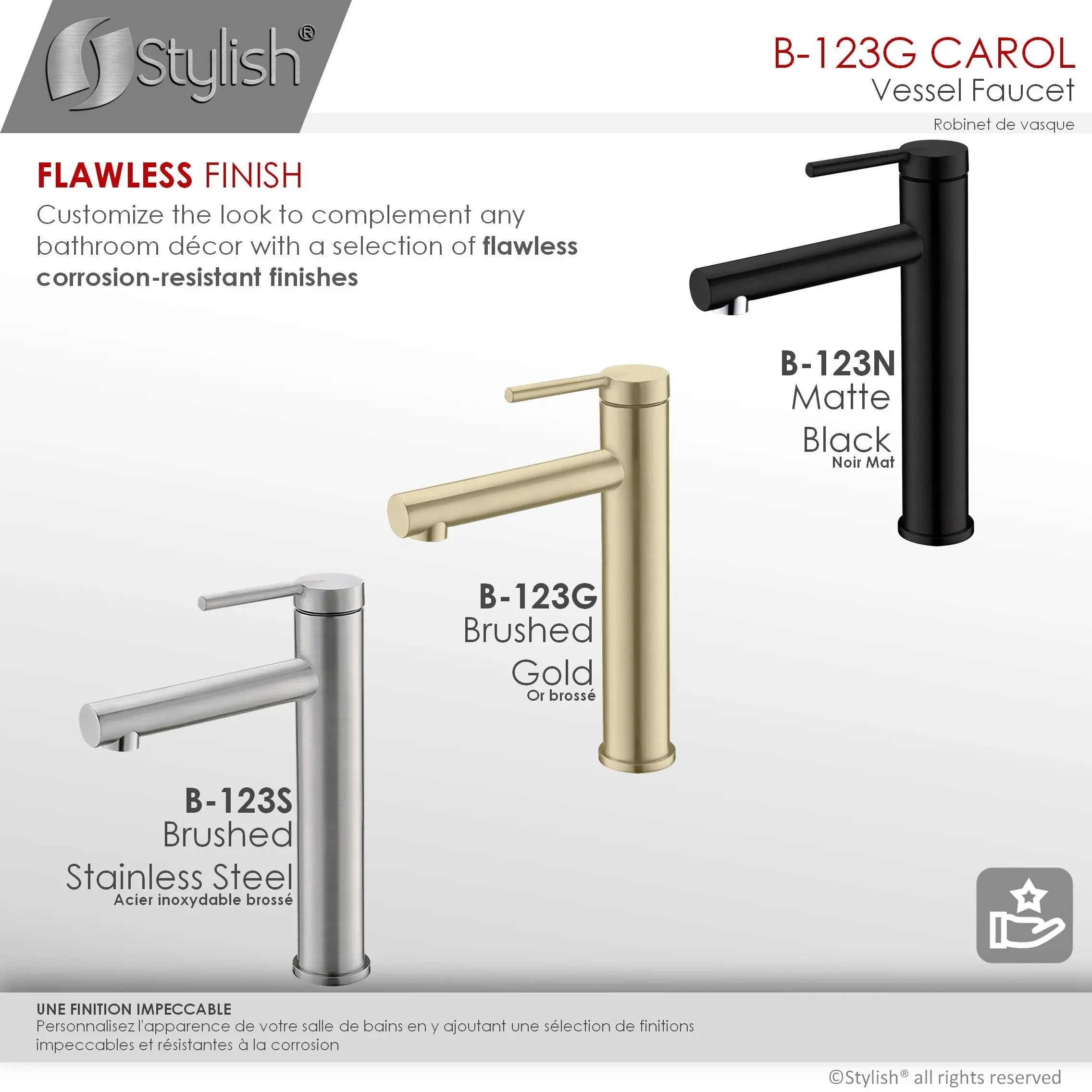 STYLISH Single Handle Bathroom Vessel Sink Faucet B-123G - Plumbing Market