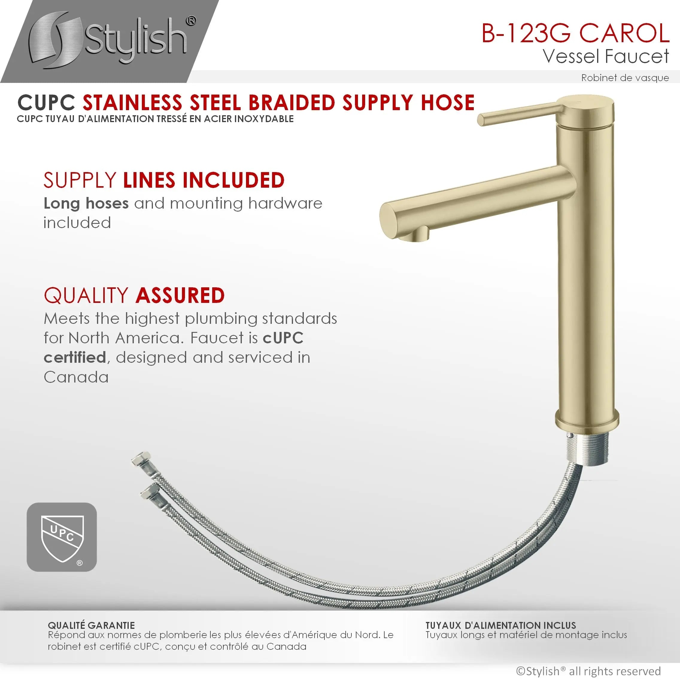 STYLISH Single Handle Bathroom Vessel Sink Faucet B-123G - Plumbing Market
