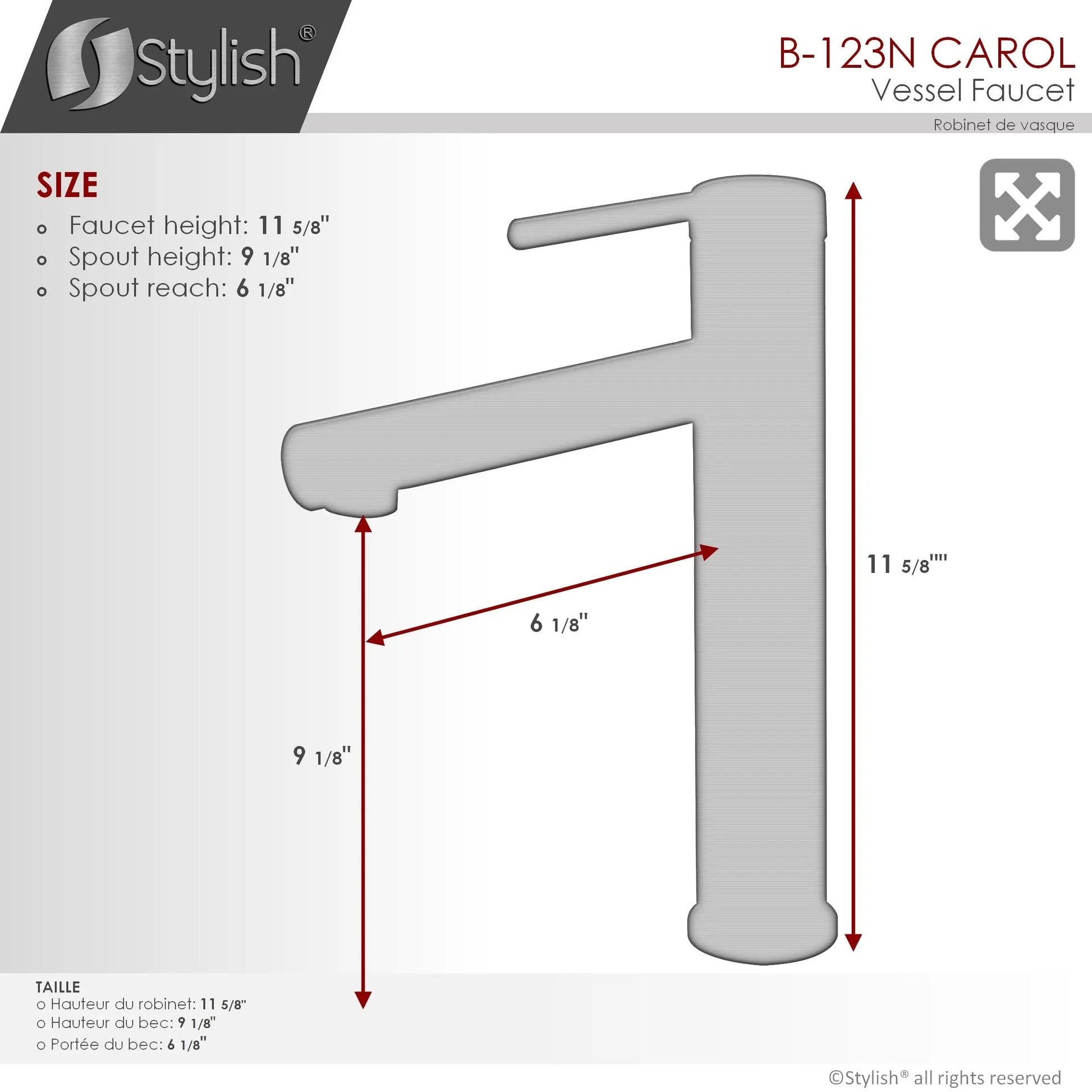 STYLISH Single Handle Bathroom Vessel Sink Faucet B-123N - Plumbing Market