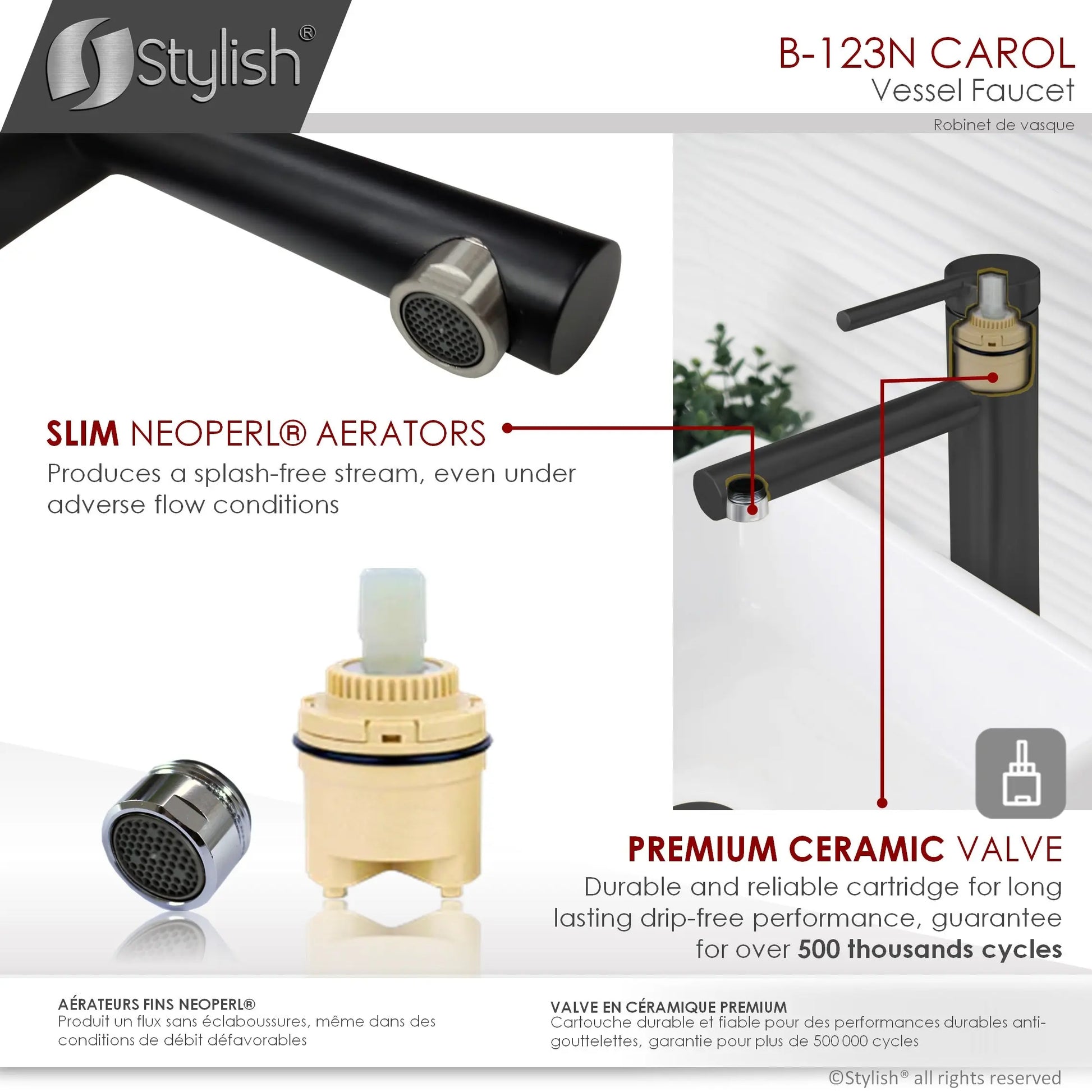 STYLISH Single Handle Bathroom Vessel Sink Faucet B-123N - Plumbing Market