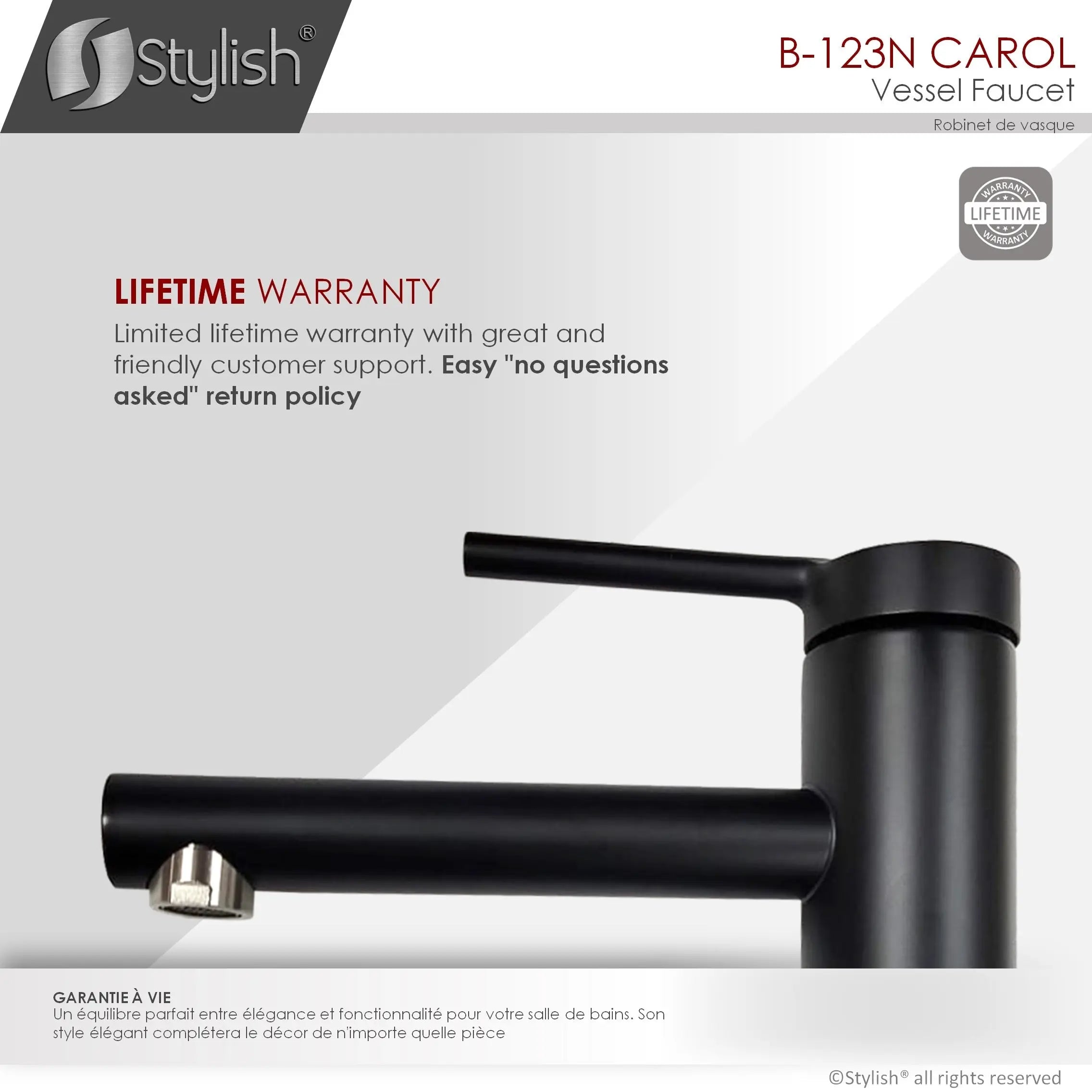 STYLISH Single Handle Bathroom Vessel Sink Faucet B-123N - Plumbing Market