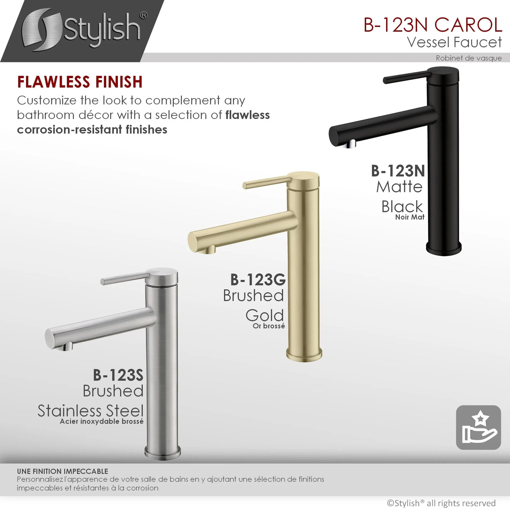 STYLISH Single Handle Bathroom Vessel Sink Faucet B-123N - Plumbing Market