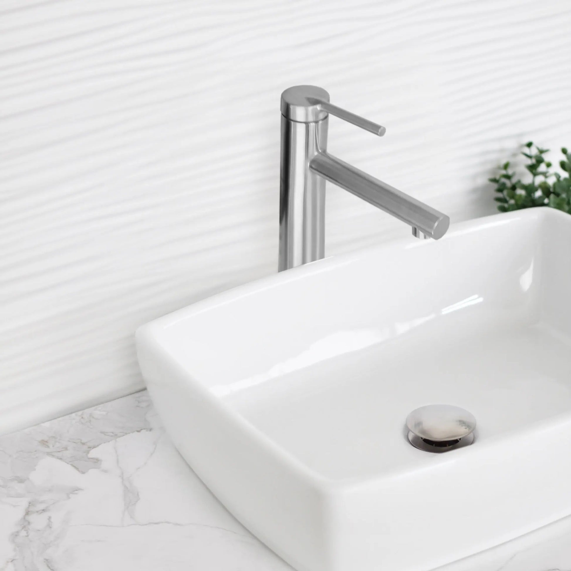STYLISH Single Handle Bathroom Vessel Sink Faucet, Brushed Stainless Steel Finish B-123S - Plumbing Market