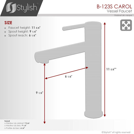 STYLISH Single Handle Bathroom Vessel Sink Faucet, Brushed Stainless Steel Finish B-123S - Plumbing Market