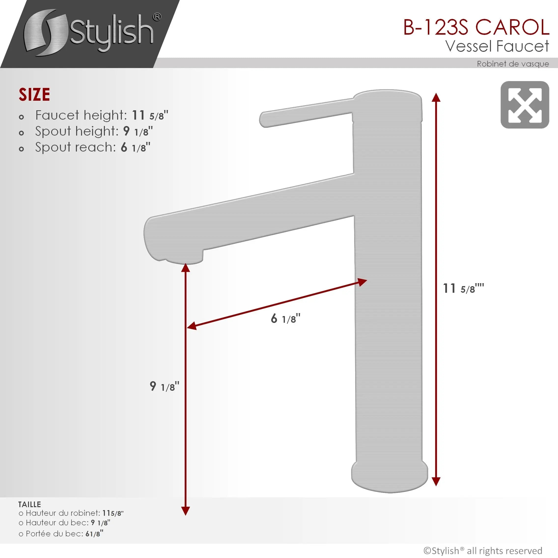 STYLISH Single Handle Bathroom Vessel Sink Faucet, Brushed Stainless Steel Finish B-123S - Plumbing Market