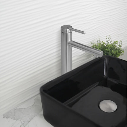 STYLISH Single Handle Bathroom Vessel Sink Faucet, Brushed Stainless Steel Finish B-123S - Plumbing Market