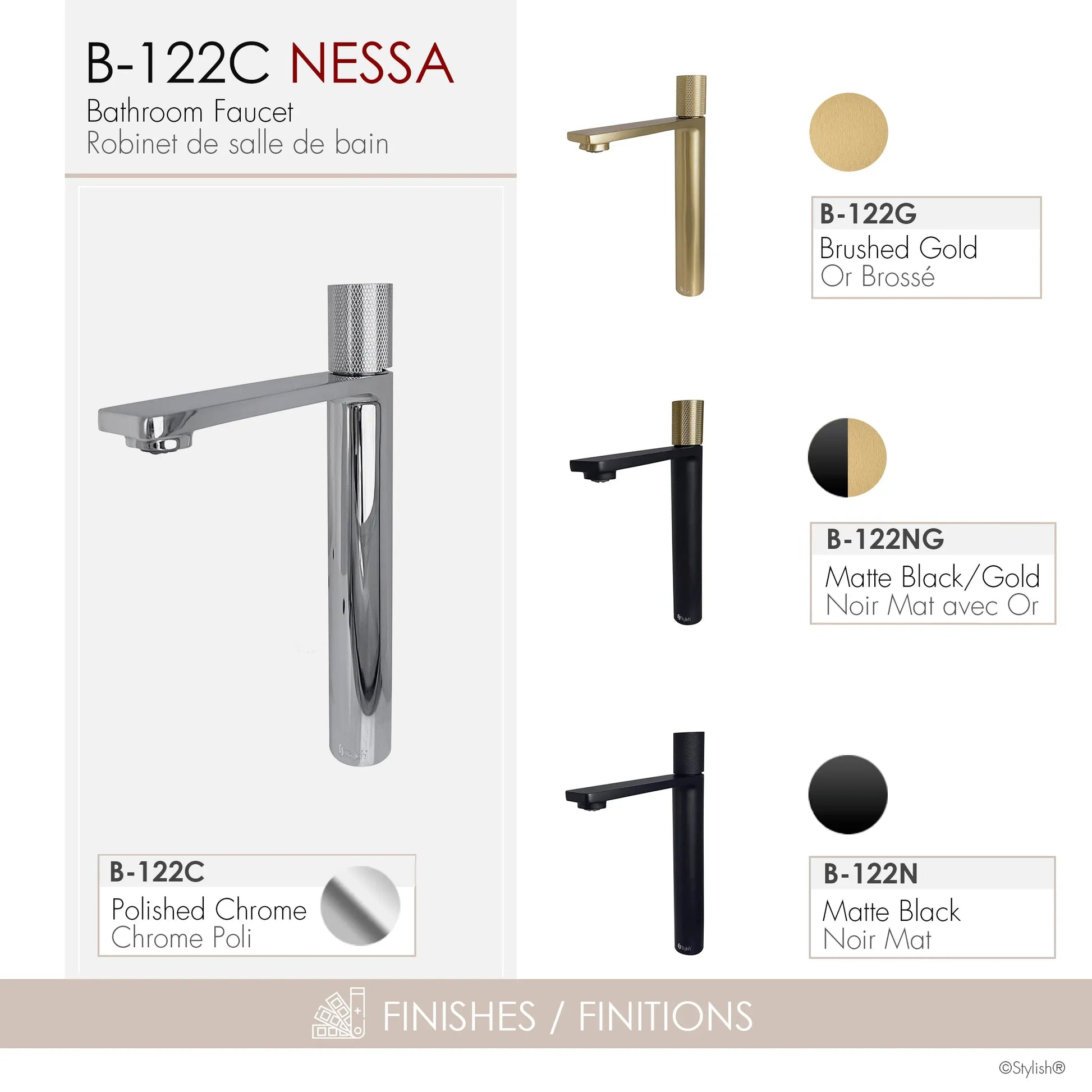 STYLISH Single Handle Bathroom Vessel Sink Faucet, Polished Chrome Finish B-122C - Plumbing Market