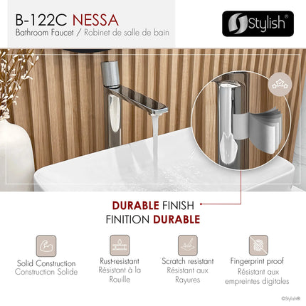 STYLISH Single Handle Bathroom Vessel Sink Faucet, Polished Chrome Finish B-122C - Plumbing Market