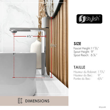 STYLISH Single Handle Bathroom Vessel Sink Faucet, Polished Chrome Finish B-122C - Plumbing Market