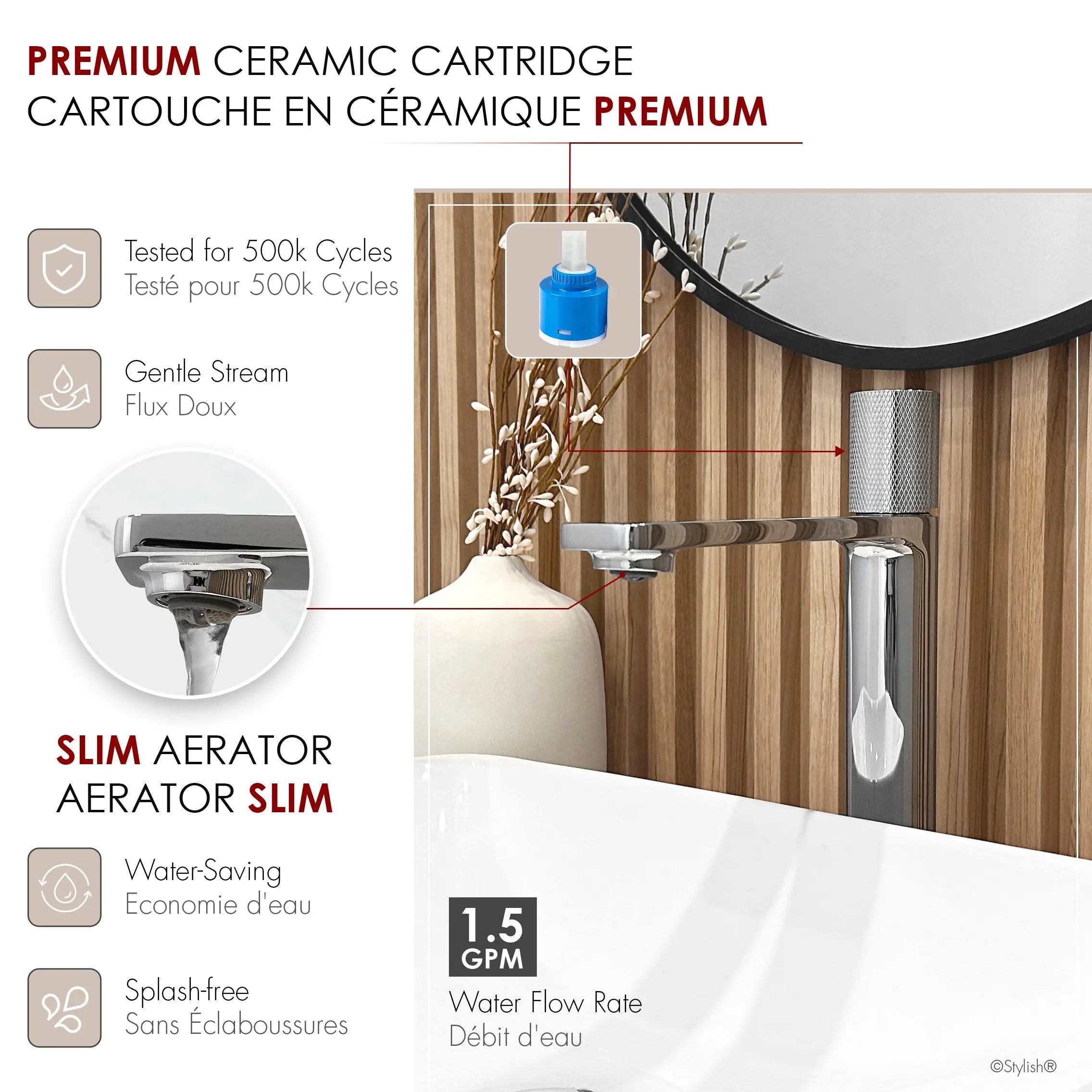 STYLISH Single Handle Bathroom Vessel Sink Faucet, Polished Chrome Finish B-122C - Plumbing Market