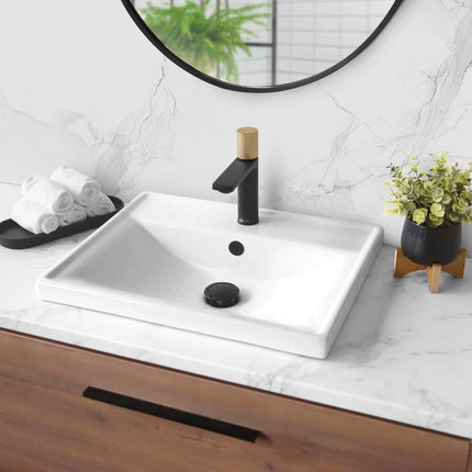 STYLISH Single Handle Modern Bathroom Basin Sink Faucet in Matte Black with Gold accents Finish  B-104NG - Plumbing Market