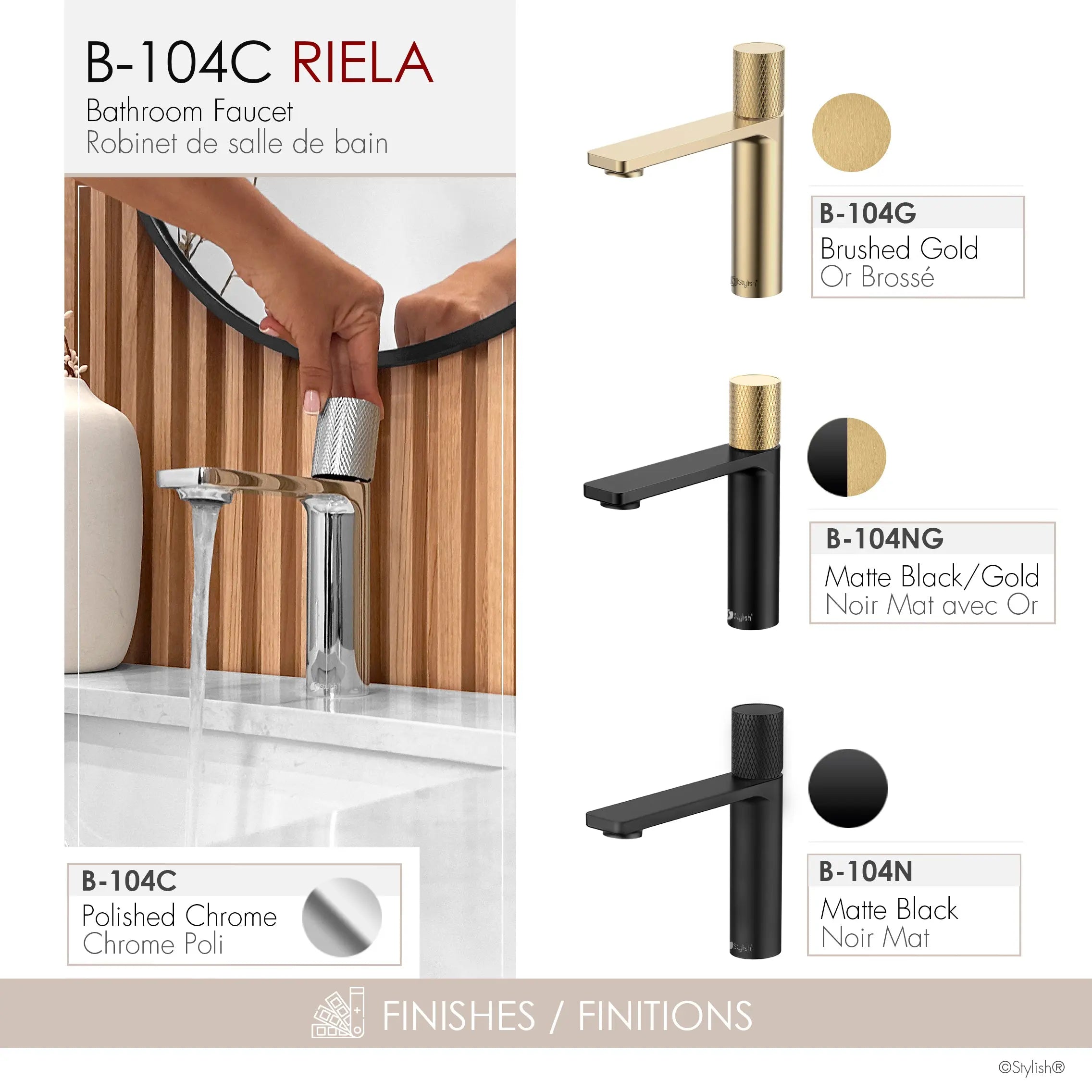 STYLISH Single Handle Modern Bathroom Basin Sink Faucet in Polished Chrome Finish  B-104C - Plumbing Market