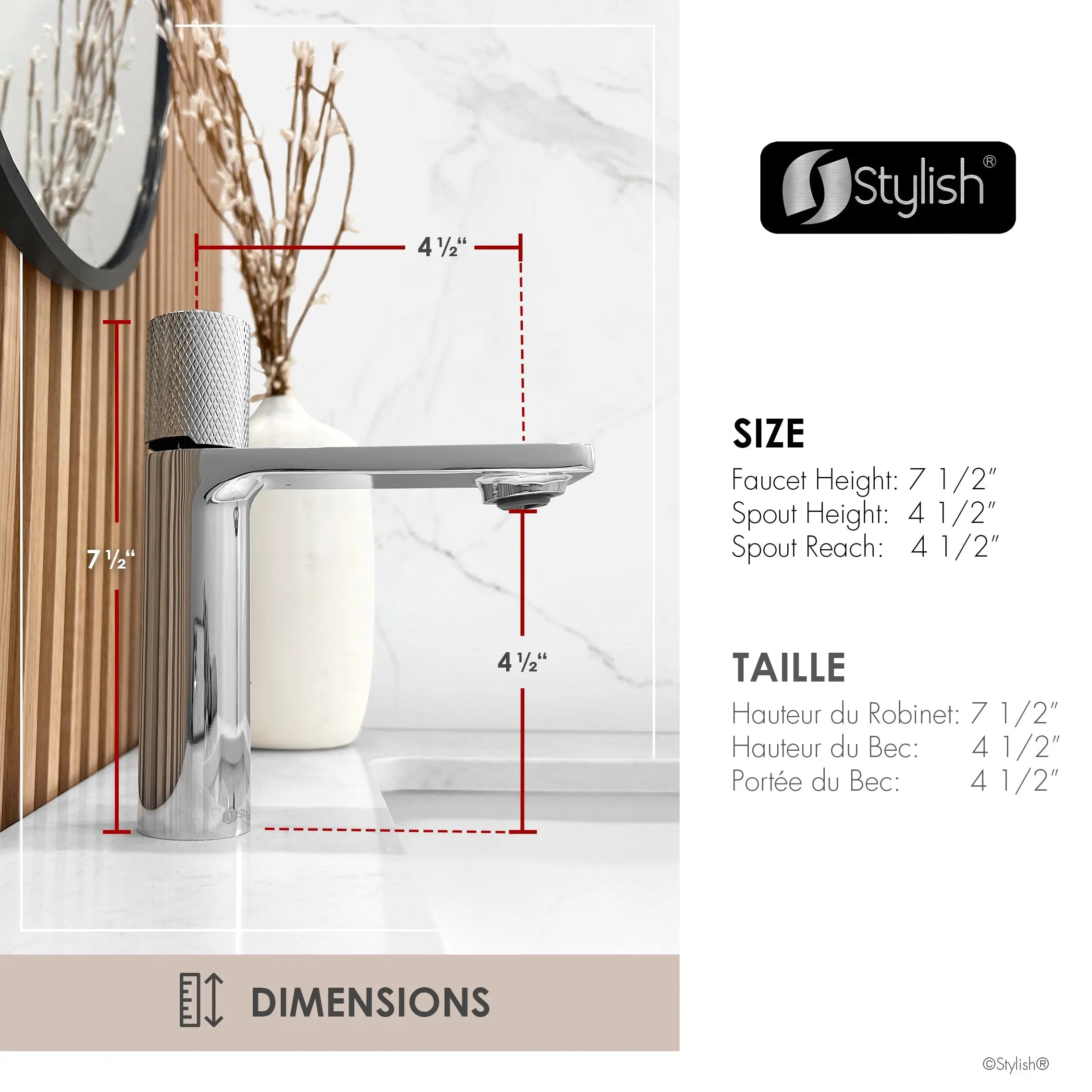 STYLISH Single Handle Modern Bathroom Basin Sink Faucet in Polished Chrome Finish  B-104C - Plumbing Market