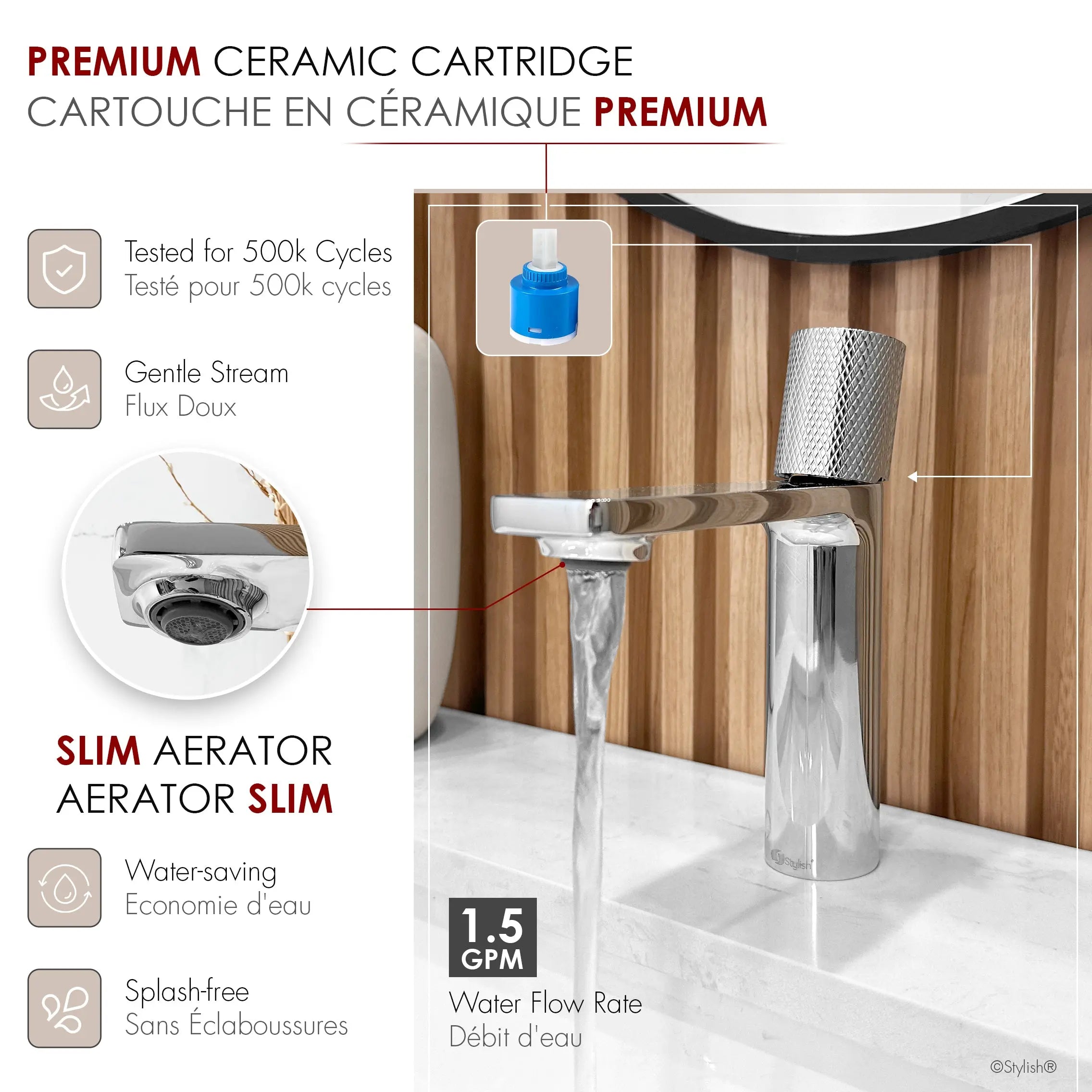 STYLISH Single Handle Modern Bathroom Basin Sink Faucet in Polished Chrome Finish  B-104C - Plumbing Market