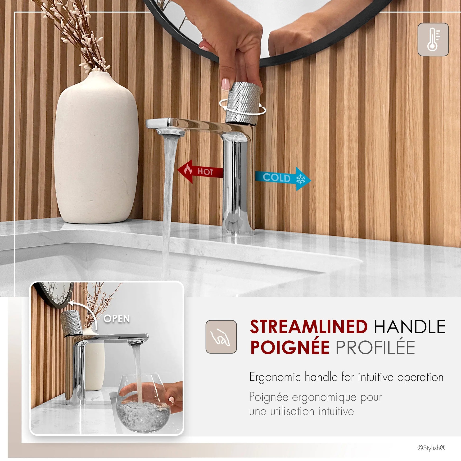 STYLISH Single Handle Modern Bathroom Basin Sink Faucet in Polished Chrome Finish  B-104C - Plumbing Market
