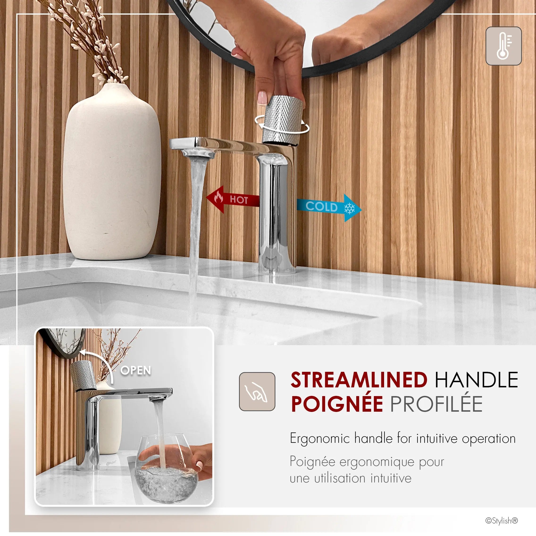 STYLISH Single Handle Modern Bathroom Basin Sink Faucet in Polished Chrome Finish  B-104C - Plumbing Market