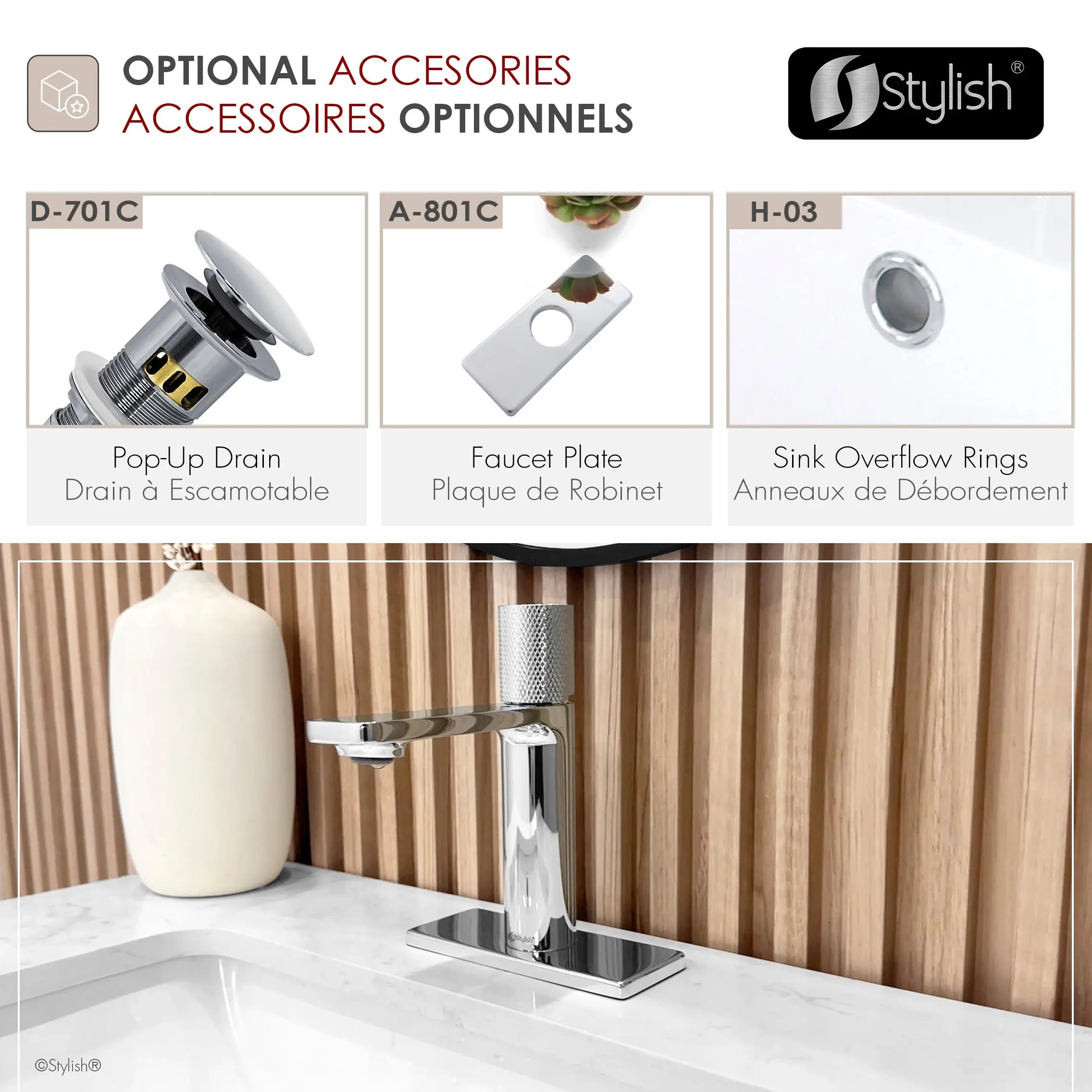 STYLISH Single Handle Modern Bathroom Basin Sink Faucet in Polished Chrome Finish  B-104C - Plumbing Market