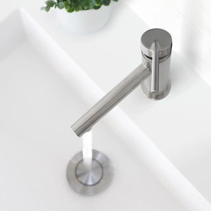 STYLISH Single Handle Modern Bathroom Basin Sink Faucet, Brushed Stainless Steel Finish B-108S - Plumbing Market