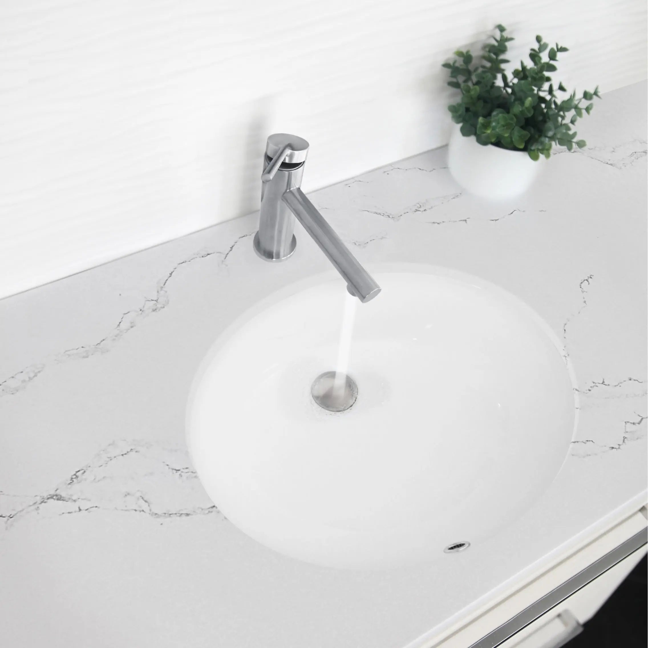 STYLISH Single Handle Modern Bathroom Basin Sink Faucet, Brushed Stainless Steel Finish B-108S - Plumbing Market
