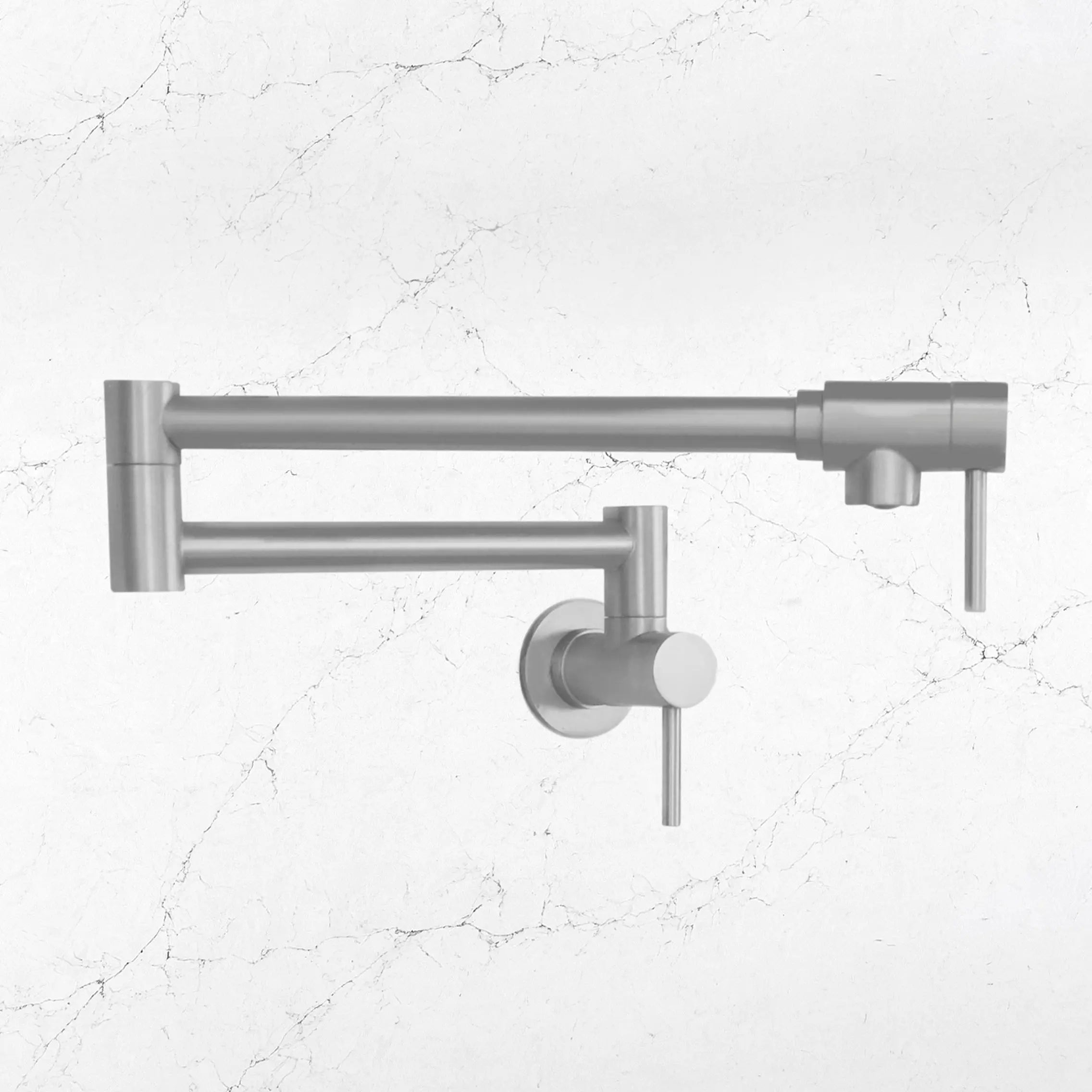 STYLISH Stainless Steel Wall Mount  Pot Filler Folding Stretchable with Single Hole Two Handles K-145S - Plumbing Market