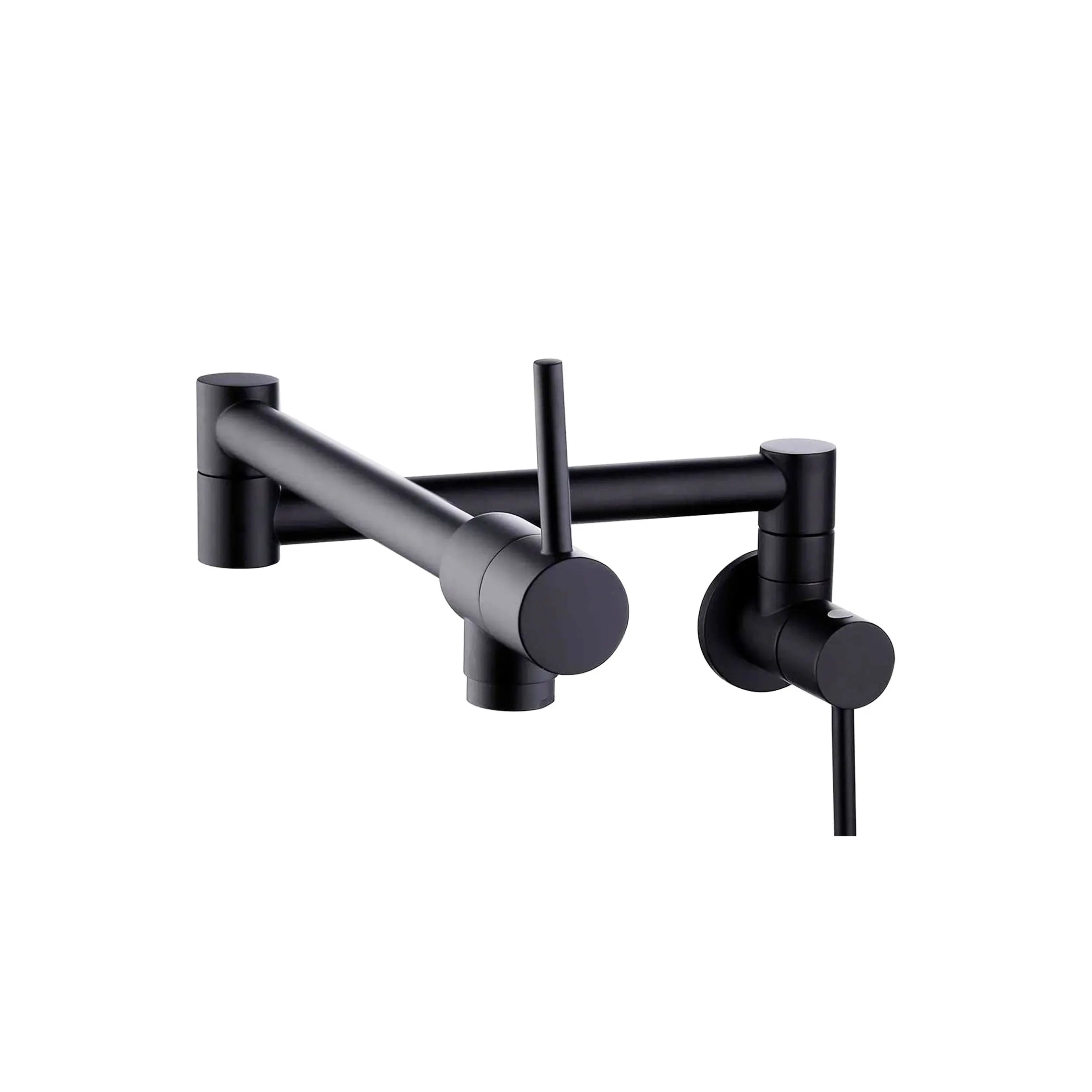 STYLISH Stainless Steel Wall Mount  Pot Filler Folding Stretchable with Single Hole Two Handles - Matte Black Finish K-145N - Plumbing Market