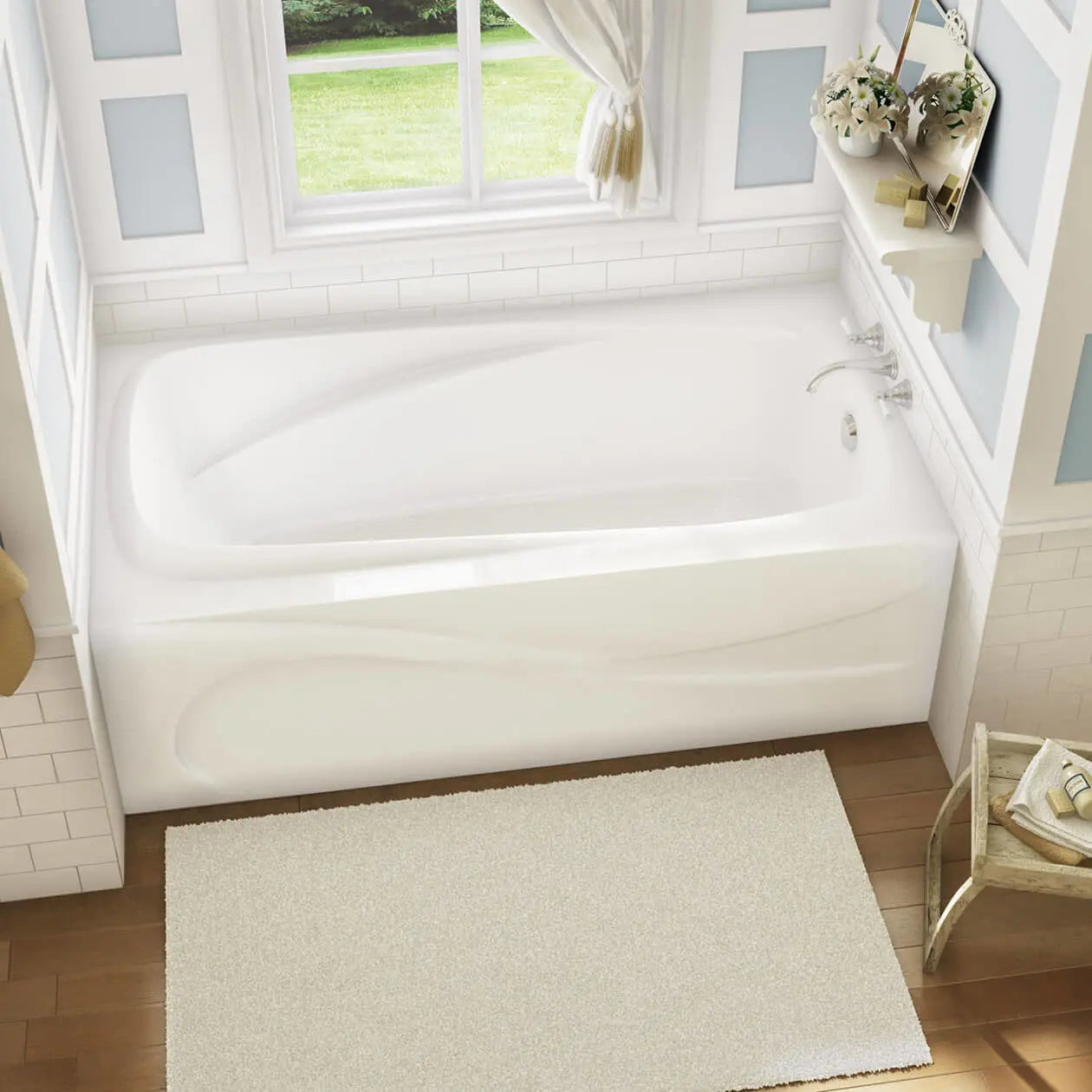 Santorini 60 x 32 Acrylic Alcove Left-Hand Drain Bathtub in White - Plumbing Market
