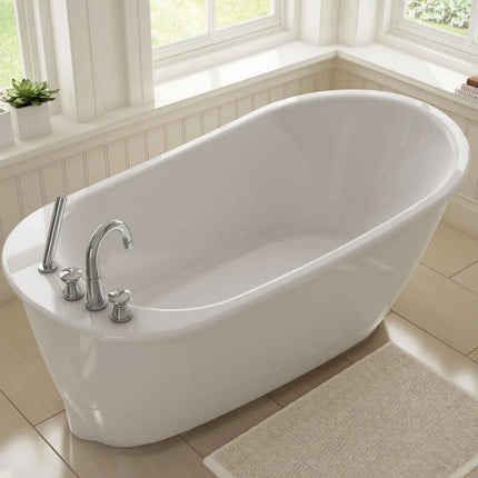 Sax 6032 AcrylX Freestanding End Drain Bathtub in White with White Skirt - Plumbing Market
