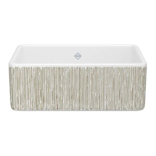 Shaker™ 30" Single Bowl Farmhouse Apron Front Fireclay Kitchen Sink With Lines Design - Plumbing Market