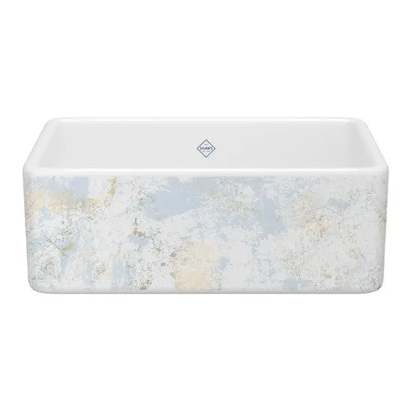 Shaker™ 30" Single Bowl Farmhouse Apron Front Fireclay Kitchen Sink With Patina Design - Plumbing Market