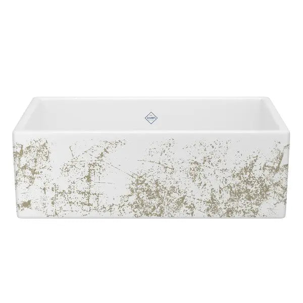 Shaker™ 33" Single Bowl Farmhouse Apron Front Fireclay Kitchen Sink With Metallic Design - Plumbing Market