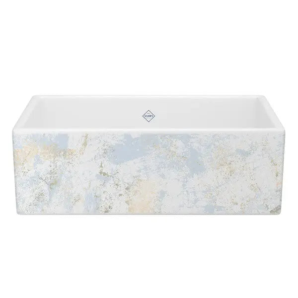 Shaker™ 33" Single Bowl Farmhouse Apron Front Fireclay Kitchen Sink With Patina Design - Plumbing Market