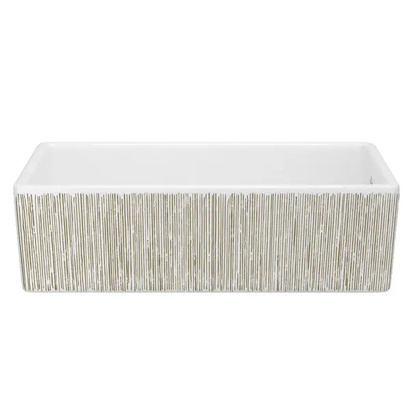 Shaker™ 36" Single Bowl Farmhouse Apron Front Fireclay Kitchen Sink With Lines Design - Plumbing Market
