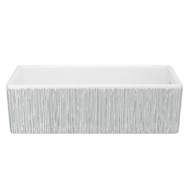 Shaker™ 36" Single Bowl Farmhouse Apron Front Fireclay Kitchen Sink With Lines Design - Plumbing Market