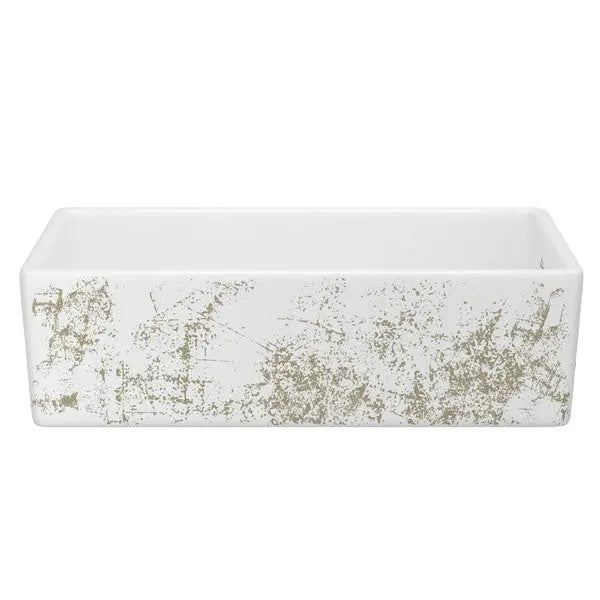 Shaker™ 36" Single Bowl Farmhouse Apron Front Fireclay Kitchen Sink With Metallic Design - Plumbing Market