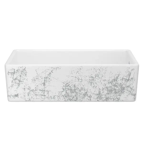 Shaker™ 36" Single Bowl Farmhouse Apron Front Fireclay Kitchen Sink With Metallic Design - Plumbing Market