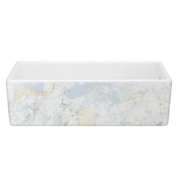 Shaker™ 36" Single Bowl Farmhouse Apron Front Fireclay Kitchen Sink With Patina Design - Plumbing Market