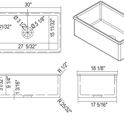 Shaws Classic Shaker Single Bowl Undermount Fireclay Kitchen Sink White - Plumbing Market