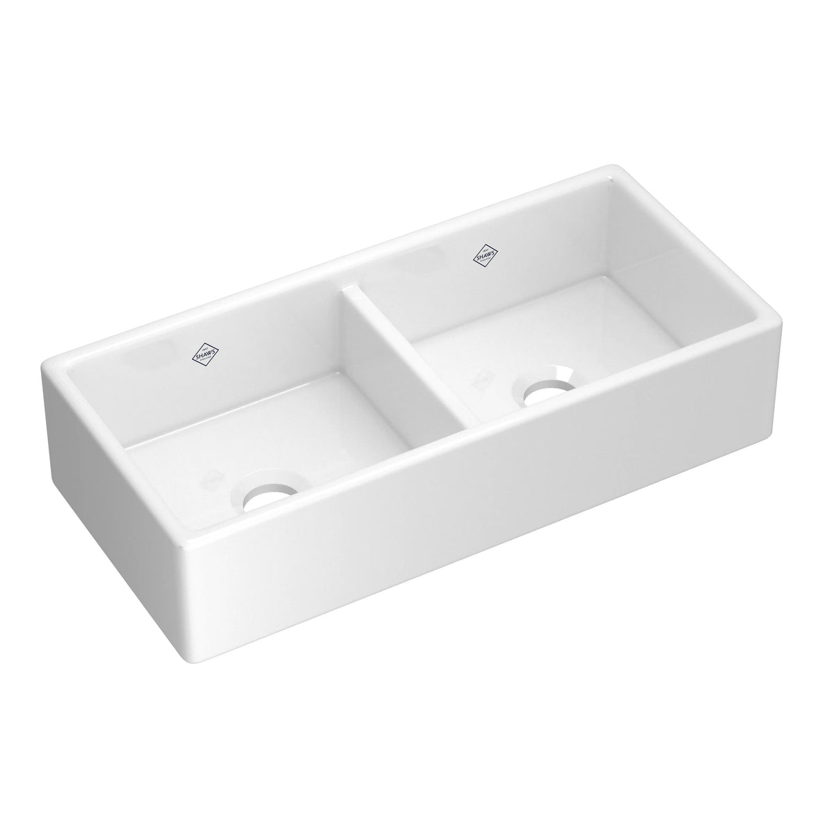 Shaws Shaker 39" Double Bowl Farmhouse Apron Front Fireclay Kitchen Sink MS3918 - White